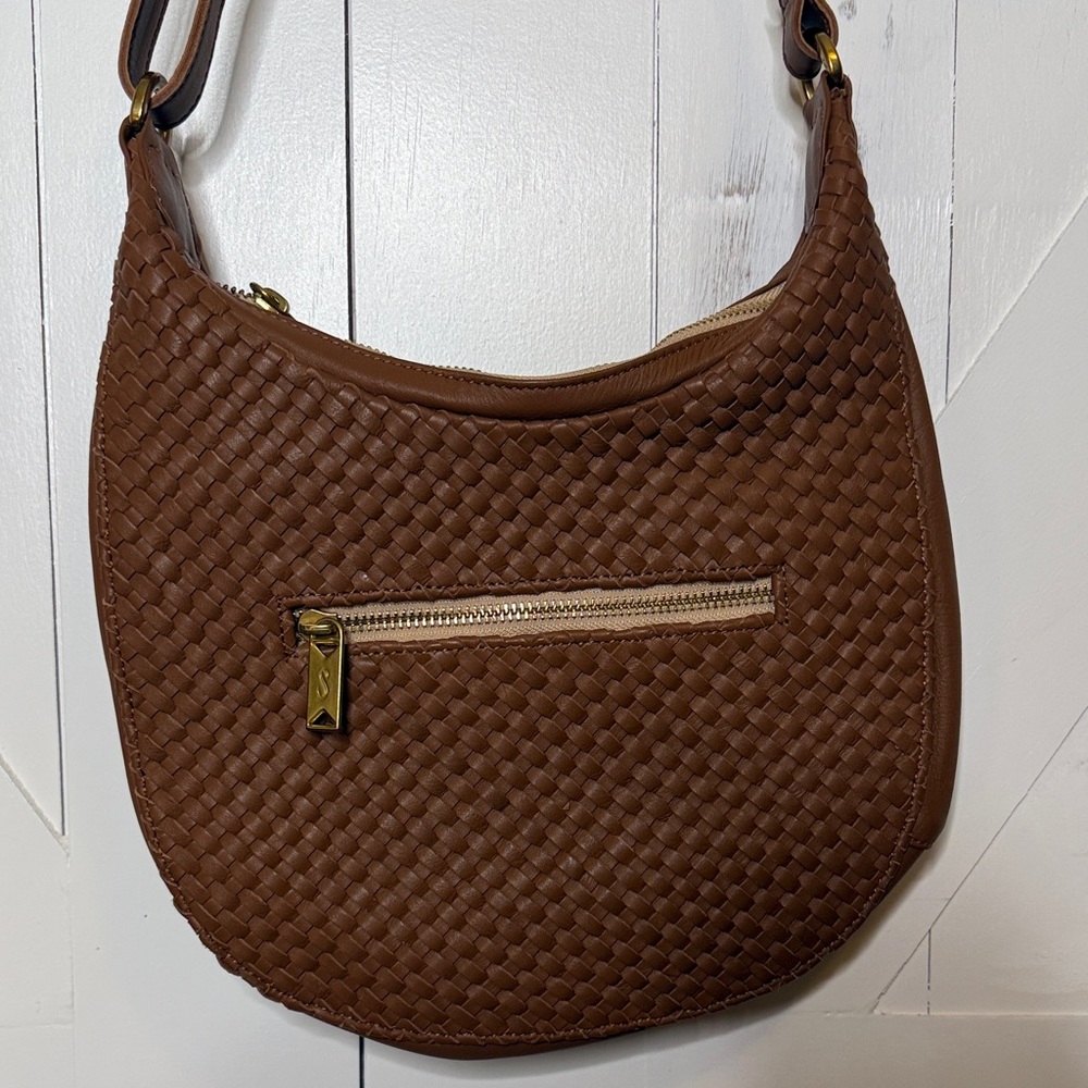 Sseko Tan Woven Leather Shoulder Bag